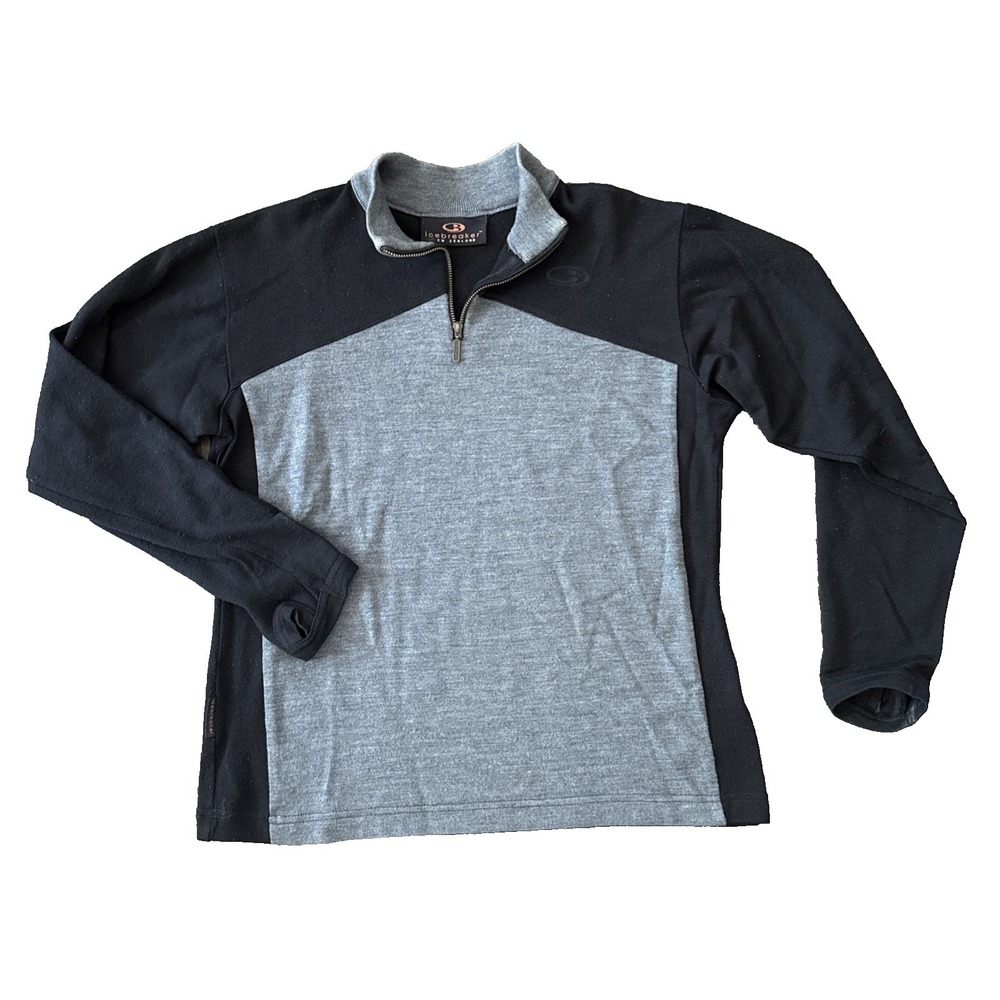 Icebreaker 100% Merino Wool 1/4 Zip Women M Gray Mid Layer Pullover New Zealand